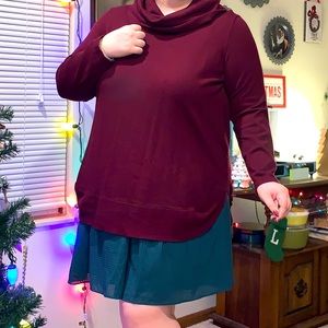 Slouchy Red Cowl Neck Sweater